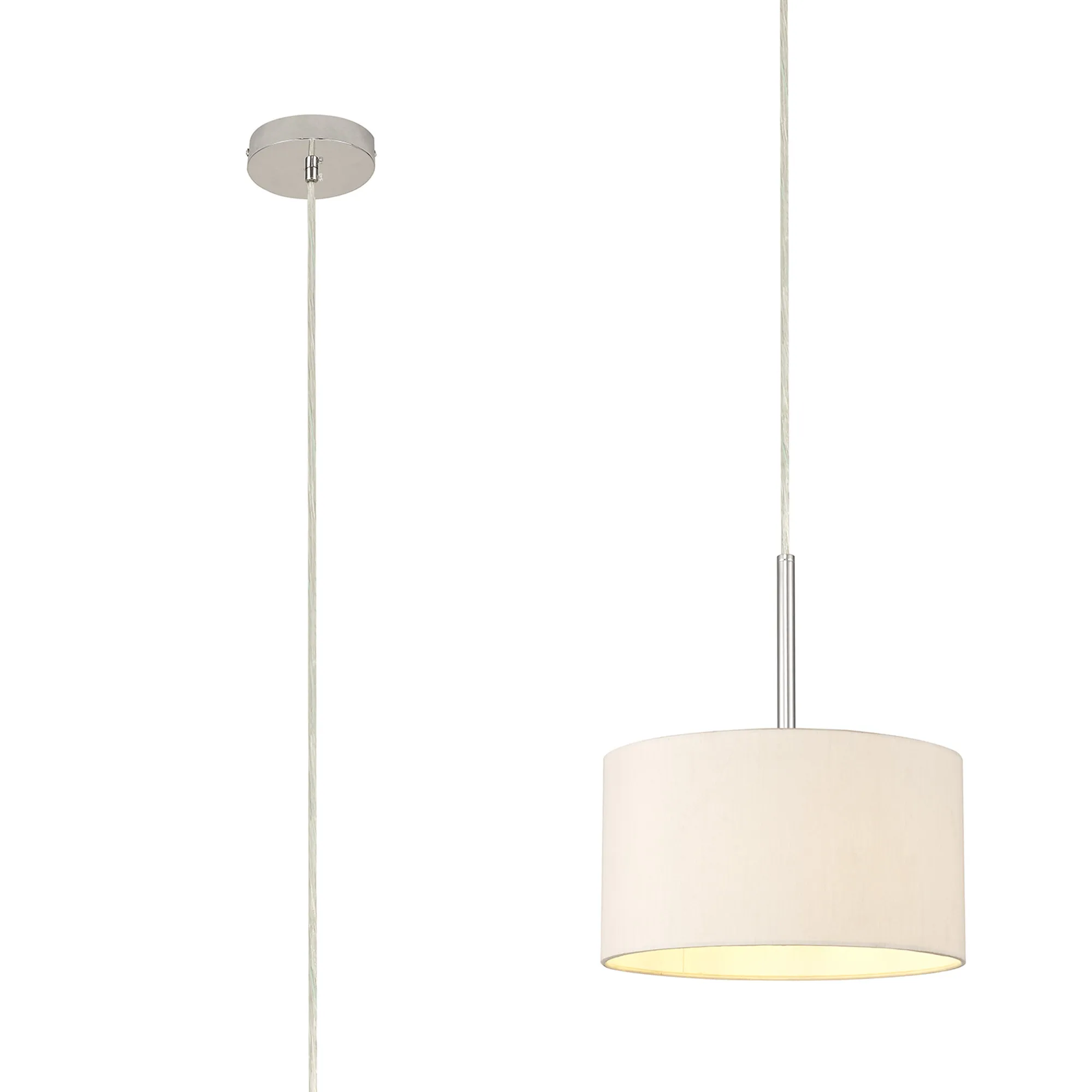 Baymont 30cm Pendant 1 Light Polished Chrome, Nude Beige/Moonlight